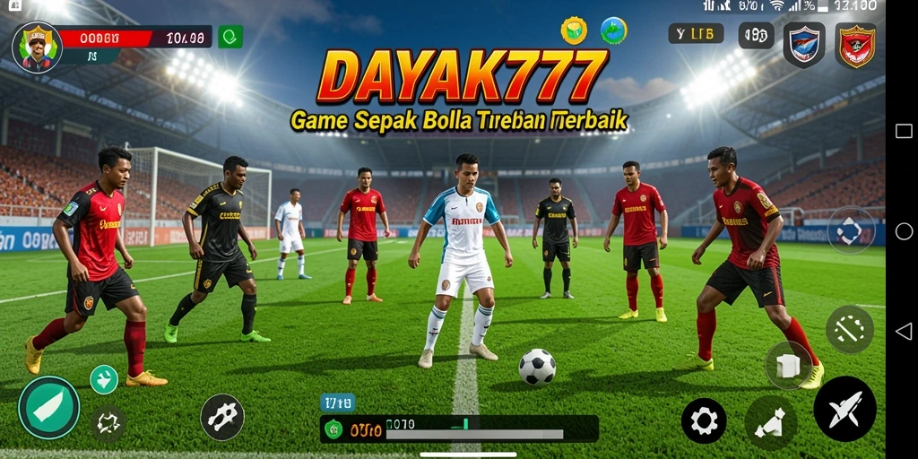 Tampilan seru gameplay DAYAK777 dalam pertandingan sepak bola.