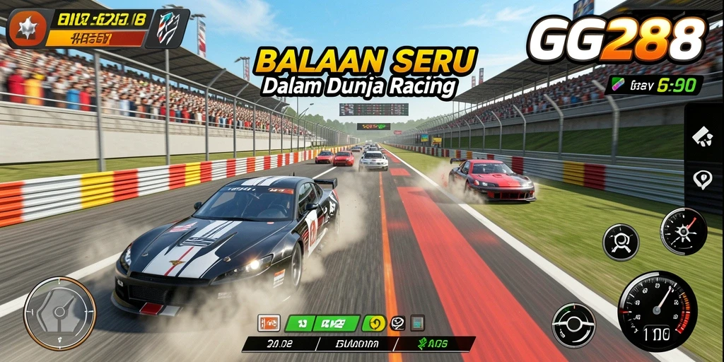 Screenshot GG288 menampilkan aksi balap yang mendebarkan.