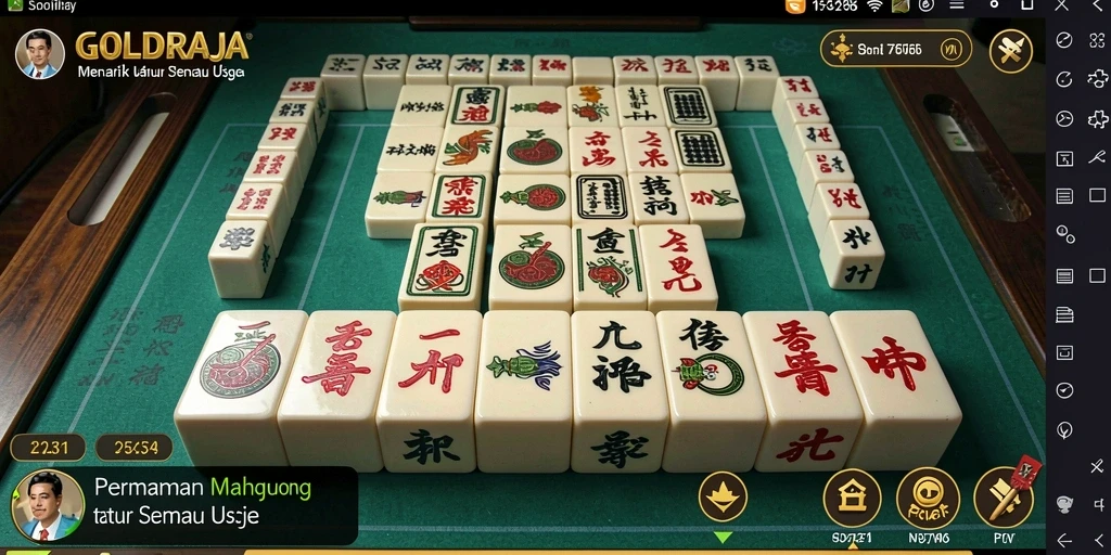 Screenshot utama GOLDRAJA menunjukkan keseruan dalam bermain Mahjong.