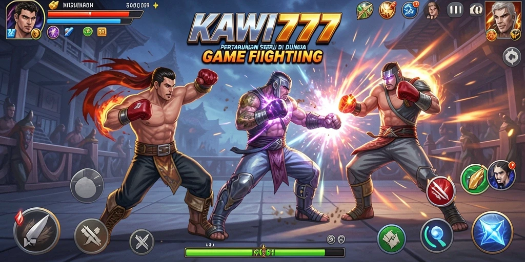 Screenshot KAWI777 menampilkan pertarungan seru dengan aksi karakter yang menegangkan.