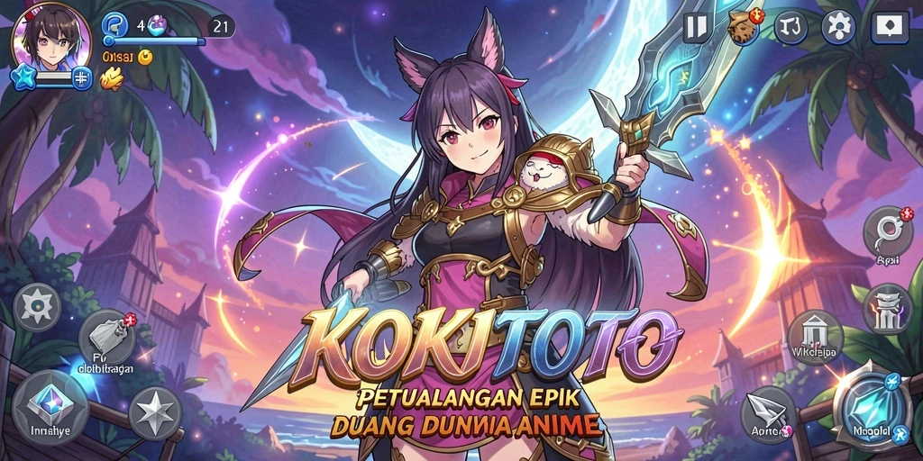 Tangkapan layar KOKITOTO menampilkan karakter anime dalam aksi seru.