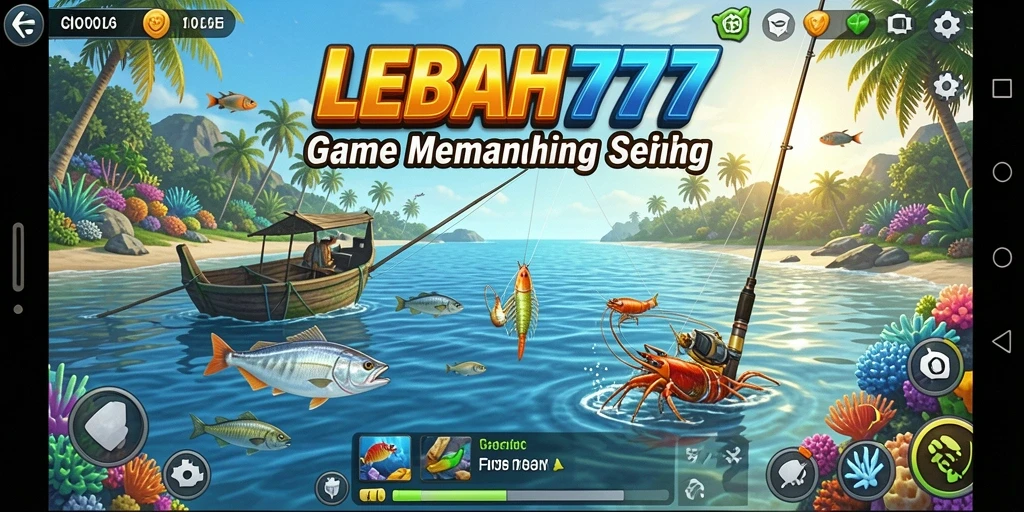 Screenshot menampilkan gameplay menarik dari LEBAH777 saat memancing.