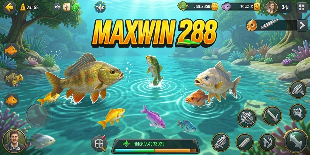 Screenshot gameplay MAXWIN288 menunjukkan aksi memancing yang mendebarkan.