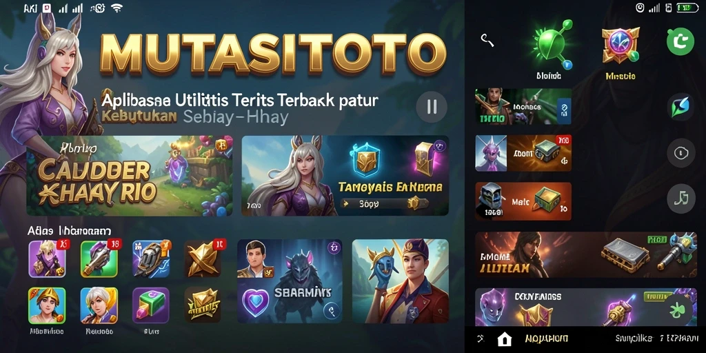 Tampilan utama aplikasi MUTASITOTO dengan berbagai fitur utilitas yang mudah diakses.