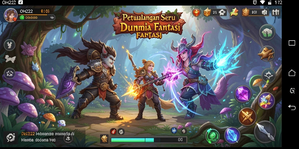 Screenshot menunjukkan aksi mendebarkan dalam game petualangan OH222.