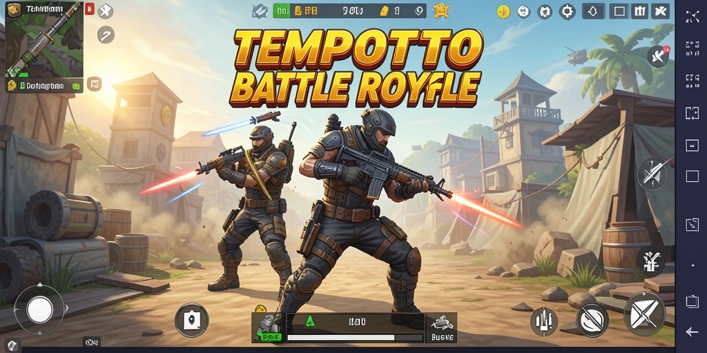 Tampilan gameplay seru di TEMPOTOTO dengan pertarungan epik Battle Royale.