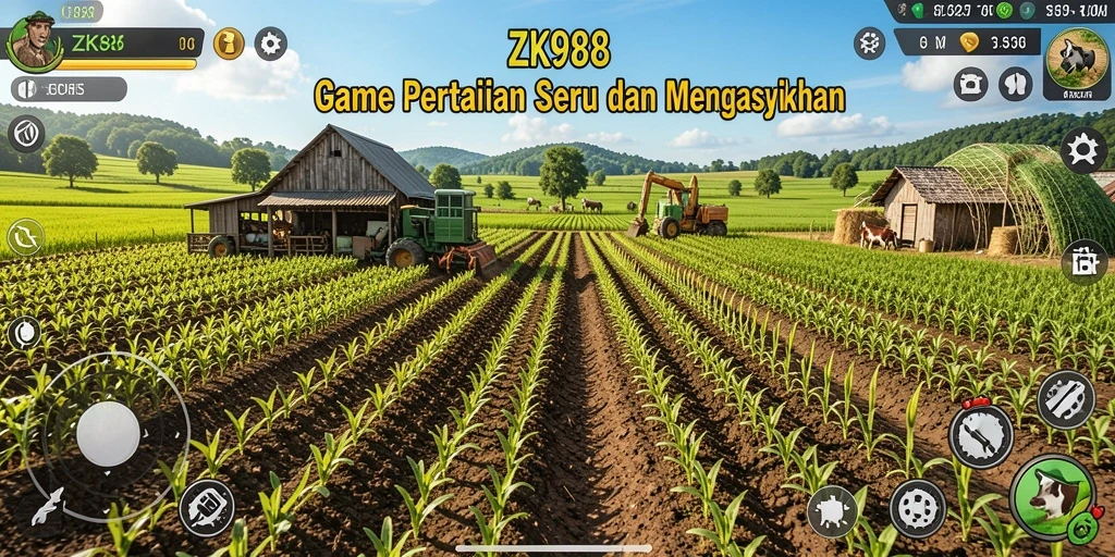 Screenshot menunjukkan petani merawat tanaman dengan penuh semangat.